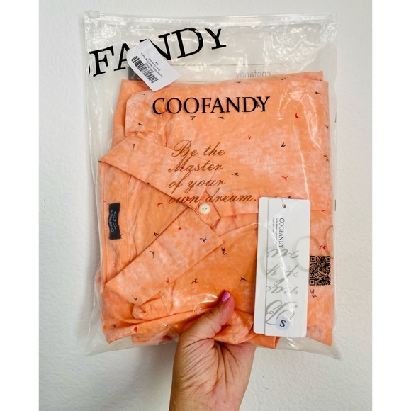 Coofandy Fresh Designer • Orange Casual Print Buttoned Down Longsleeve Shirt - Picture 14 of 14